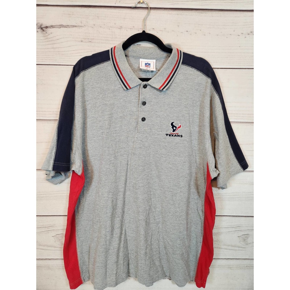Houston Texans NFL Team Apparel Mens Gray Cotton Short Sleeve Polo Shirt Size XL